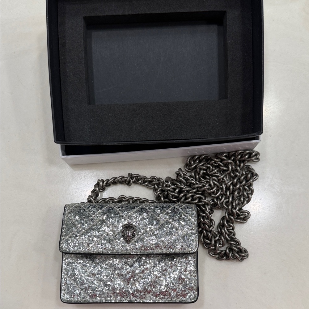 Kurt Geiger Silver Glitter Clutch - Picture 3 of 5